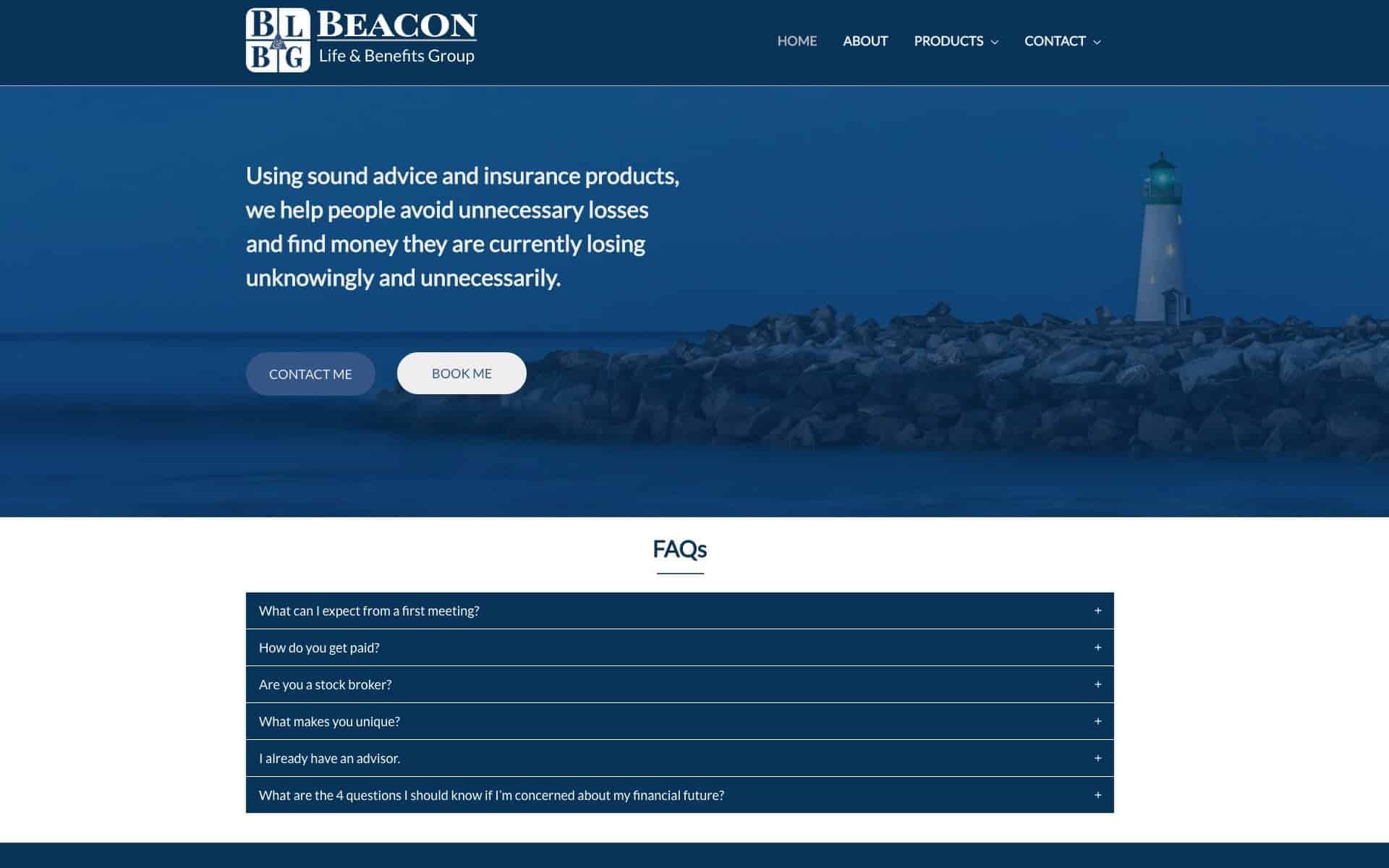 screenshot of website on iMac - Beacon Life and Benefits Group